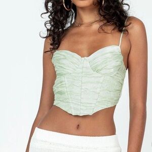 Princess Polly Conaway green ruched bustier crop top